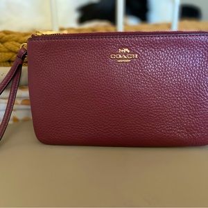 Coach leather wristlet- wine 🍷